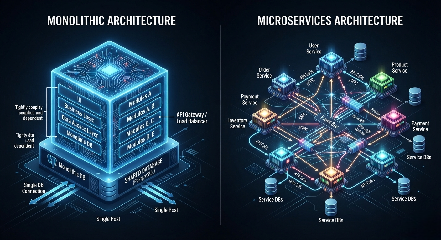 Comparaison architecture microservices vs monolithe - Capacités de développement logiciel